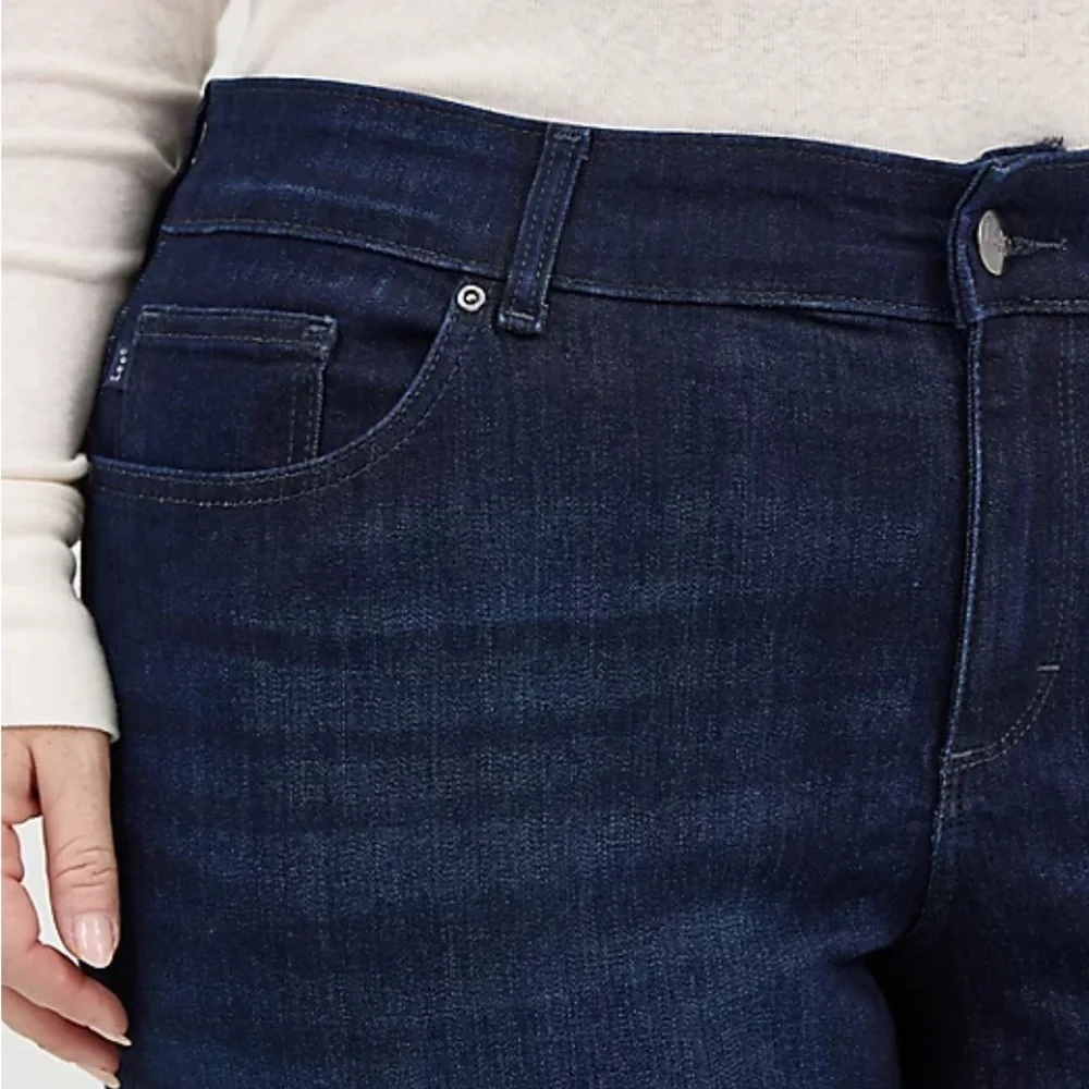 Lee Womens Relaxed Fit Straight Leg Jeans Mid Rise Stretch Dark Blue Plus Sz 30L